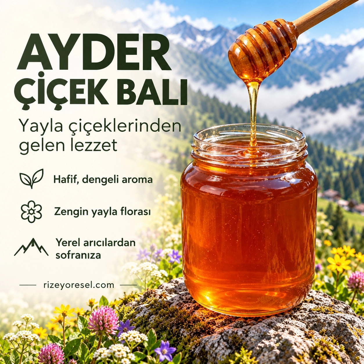 Ayder Balı 500 g | Rize Yayla Ham Çiçek Balı