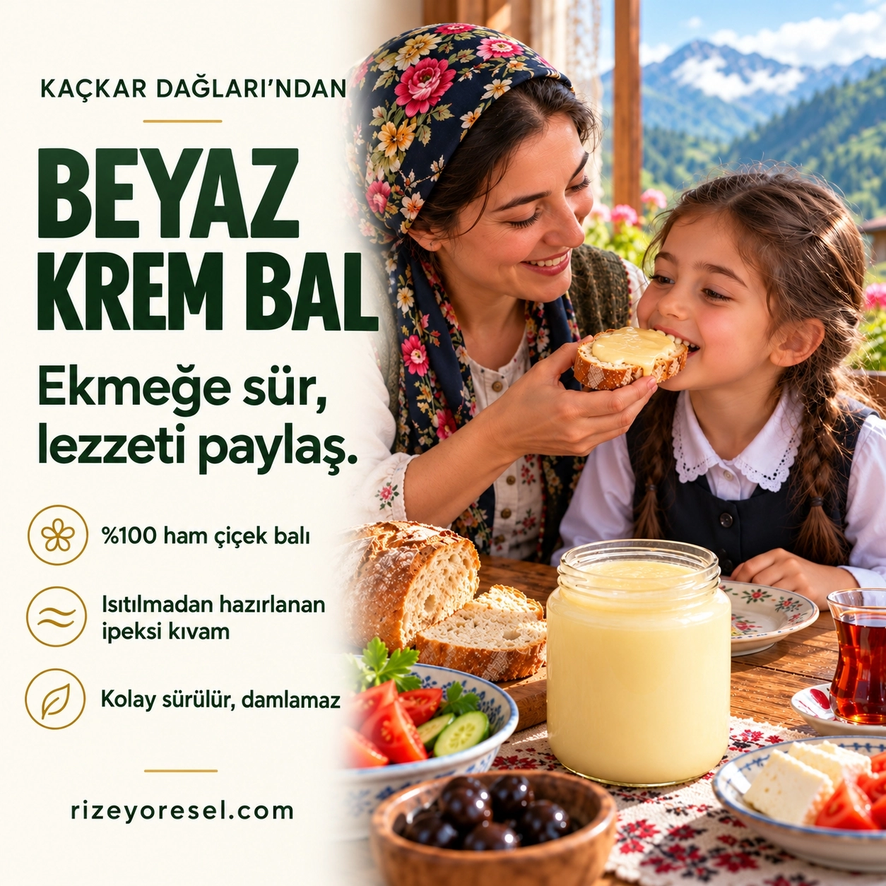 Kaçkar Dağı Beyaz Bal (Krem Bal) 700 g | Zengin Flora Ham Çiçek Balı
