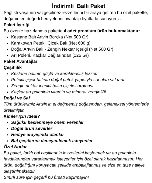 Premium İndirimli Ballı Paket