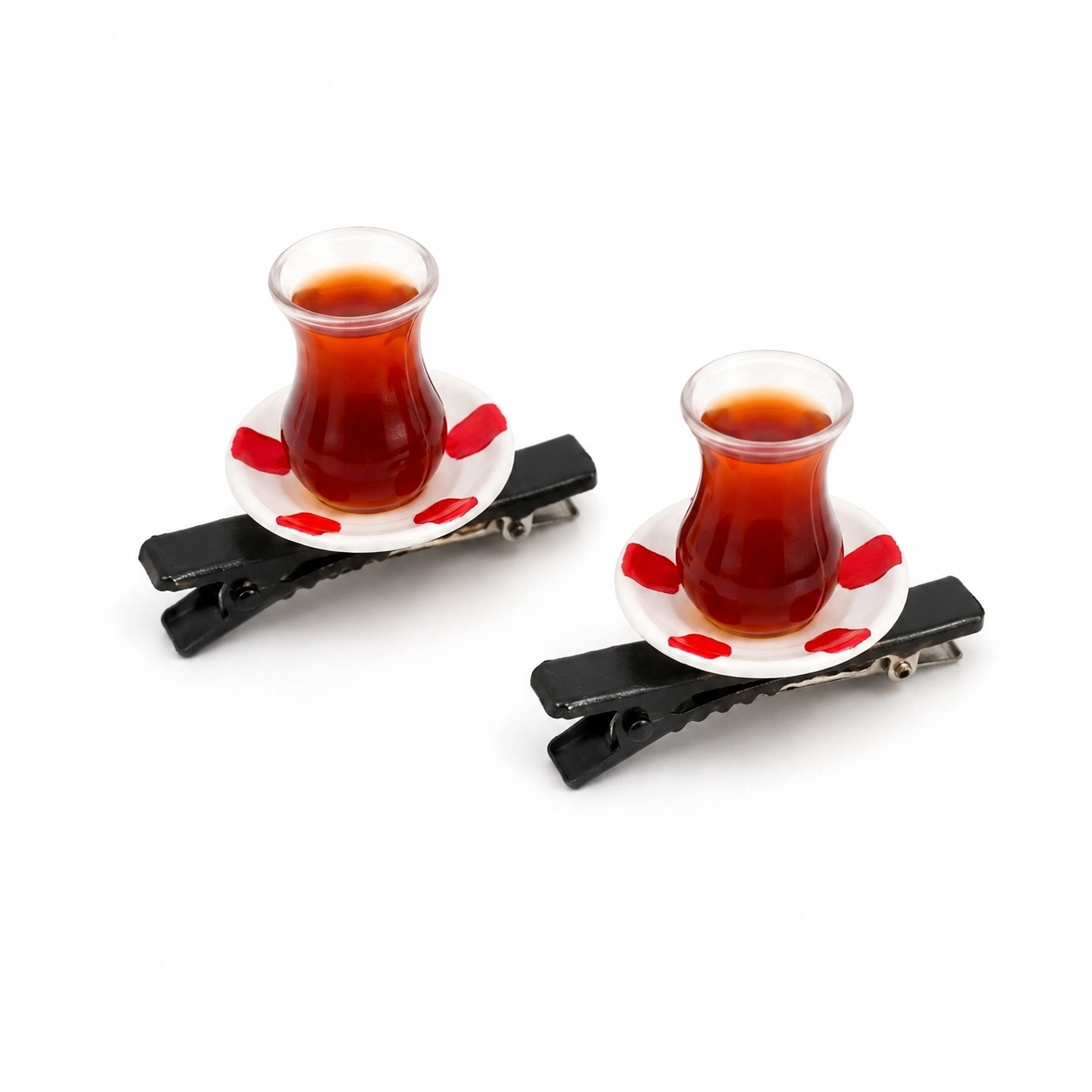 Çay Bardağı Saç Tokası 2’li | Rize Çay Temalı Minyatür Toka